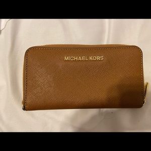 Camel Michael Kors wristlet, no strap